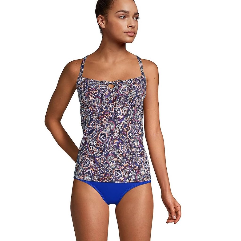 Nwt Lands' End Women's Tie Front Underwire Tankini Swim Top Size 12 $75 5d413
